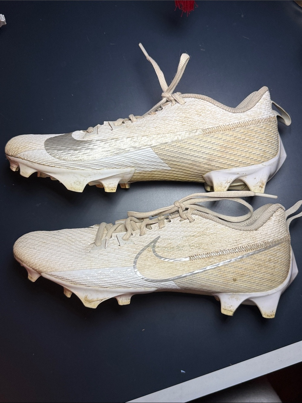 Nike Beige and Metallic Silver Football Cleats